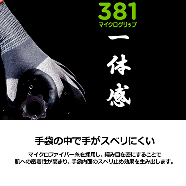 安全 マイクログリップ ショーワ 381 S Ｍ Ｌ SHOWA グローブ マイクロファイバー糸 背抜き手袋 ニトリルゴム 